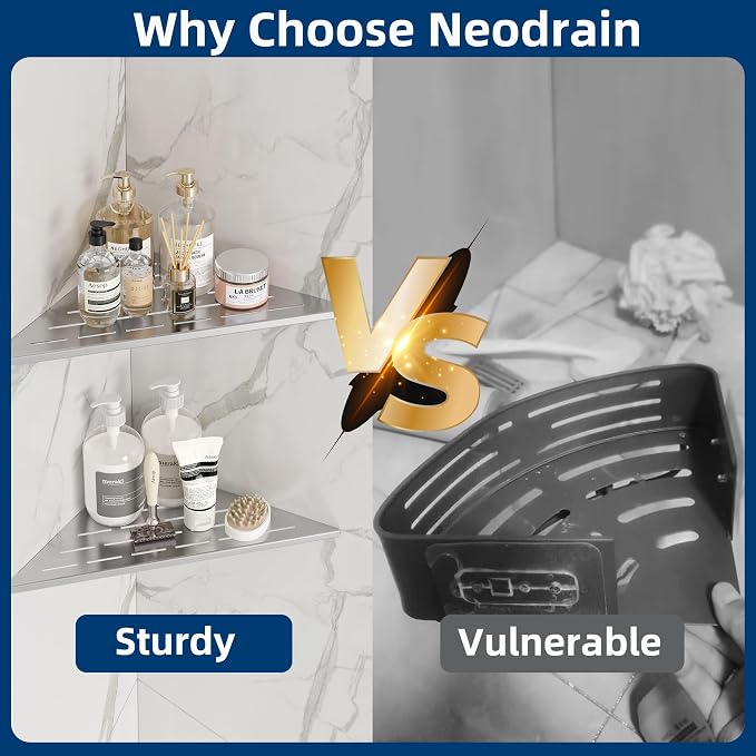 Neodrain 12 Inch Brushed Corner Shelf Set of 2, Floating Corner Shelves - Image 8