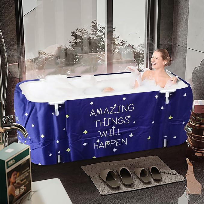 BESTHLS Portable Bathtub for Adult, Foldable Bathtub Portable Soaking Bath Tub by BESTHLS