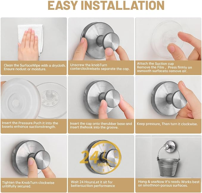 4Pcs New Model No-Drill Suction Cup Hooks - Image 5