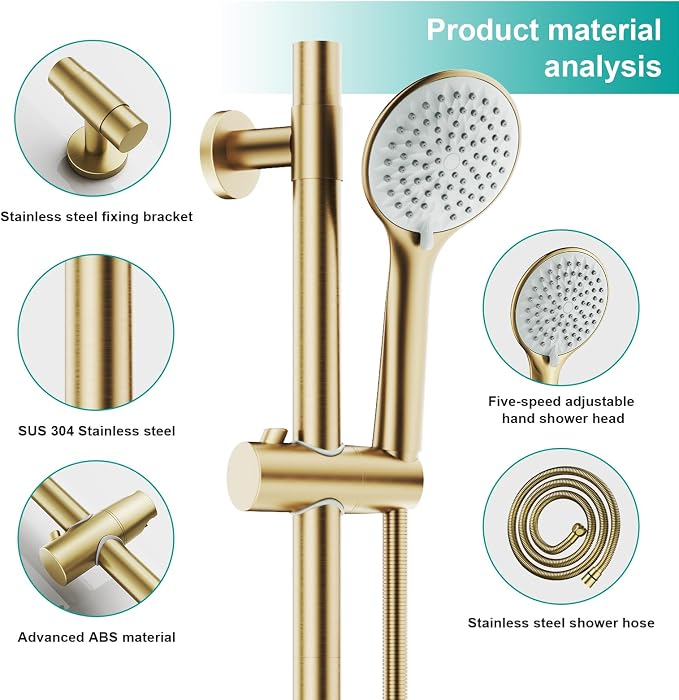 Shower Slide Bar Handheld Shower Head - Image 6