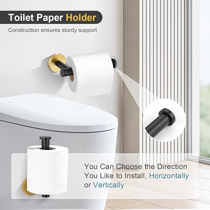 TQKAG Black and Gold Bathroom Hardware Accessories Set 10-Pieces, Premium - Image 3