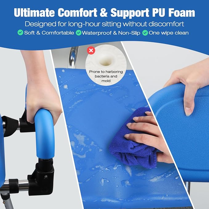 Sliding Shower Chair with Wide 360° Swivel Seat, 450lbs Tub Transfer Bench - Image 5