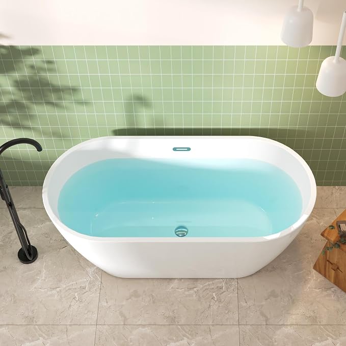 FerdY 59" Bali Elite Acrylic Freestanding Bathtub, Gracefully Shaped - Image 3