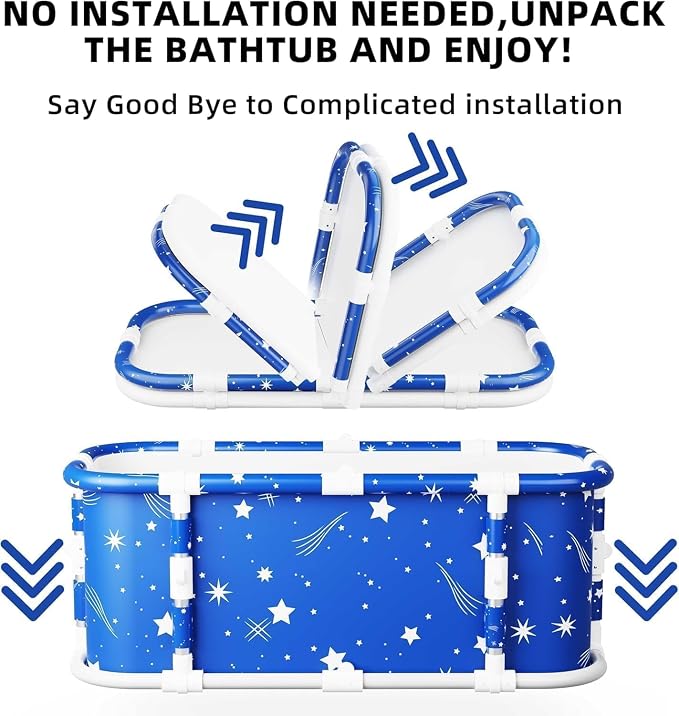 Portable Bathtub, 47“ Foldable Bathtub-Installation Free, 7 Layers Thicken - Image 6