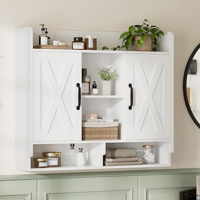 White Bathroom Wall Cabinet, Wall Mount Storage Cabinet, Floating Medicine by FiveWillowise
