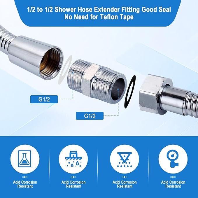 Shower Hose Adapter-Shower Hose Extension, 1/2 to 1/2 Shower Head Adapter - Image 3