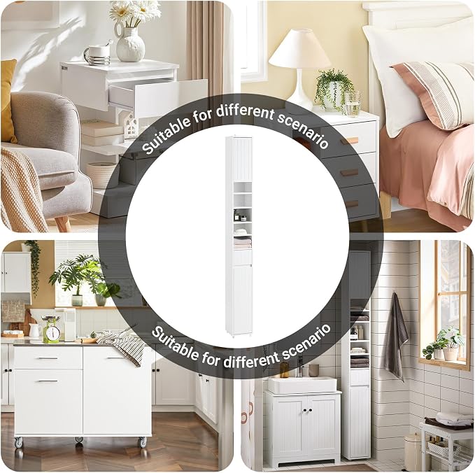 SoBuy Tall Narrow Storage Cabinet, Skinny Bathroom Cabinet - Image 8