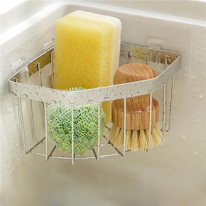 Wall Mounted Sink Caddy Organizer, Carbon Steel Kitchen Sponge Holder by Unknown
