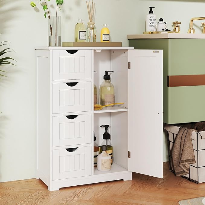 Tangkula Bathroom Floor Cabinet, Freestanding Storage Cabinet - Image 2