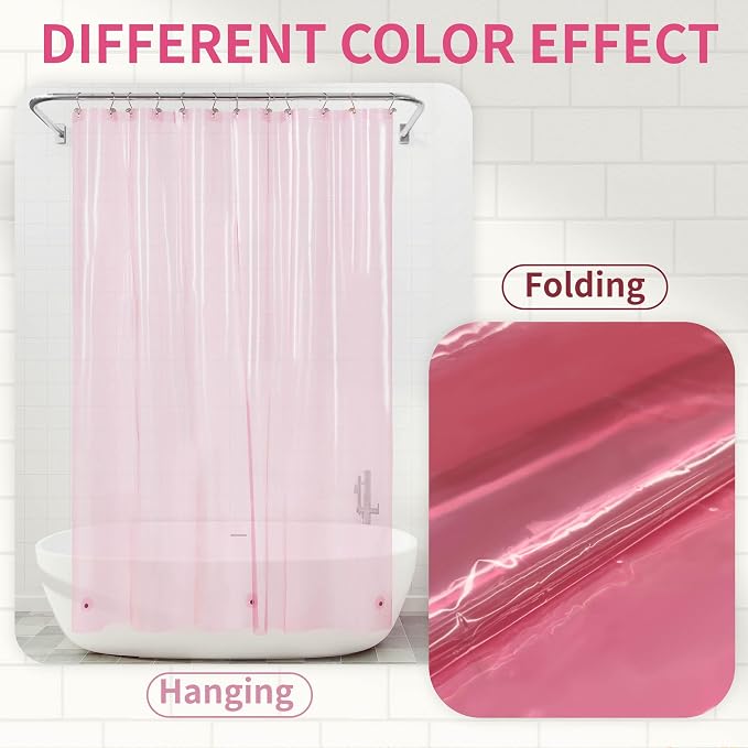 Barossa Design Clear Pink Long Shower Curtain Liner 78" Height - Image 2