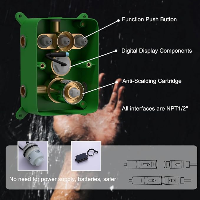 Shower System Chrome Shower Set, Push Button Shower Faucet - Image 6