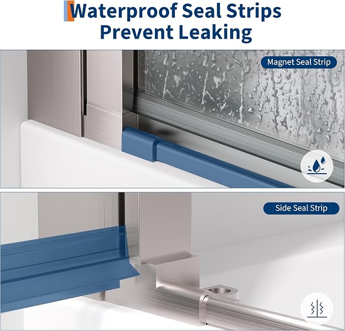 33.6-34.6" x 72" Frameless Shower Door - Image 4
