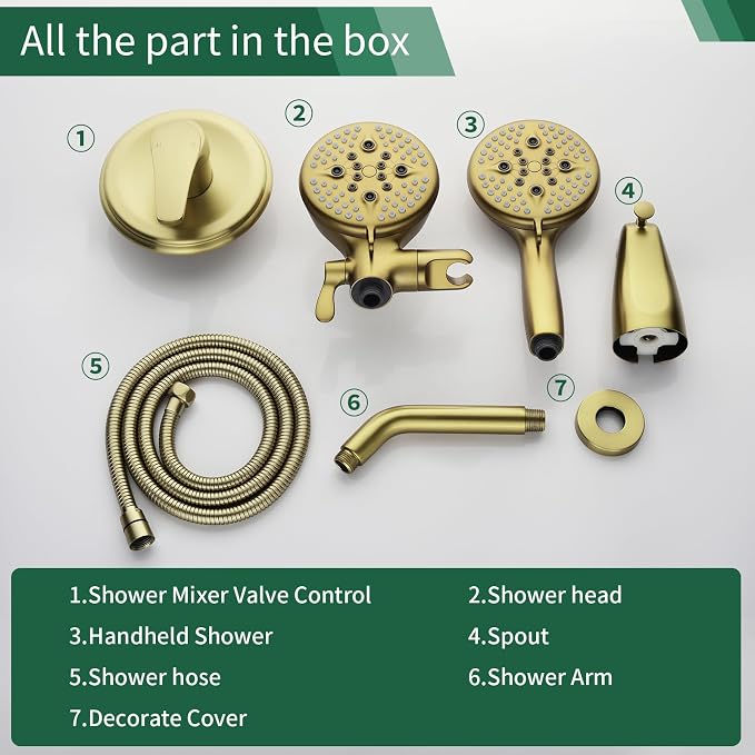 L829-3 Brushed Gold Shower Faucet Set - Image 7