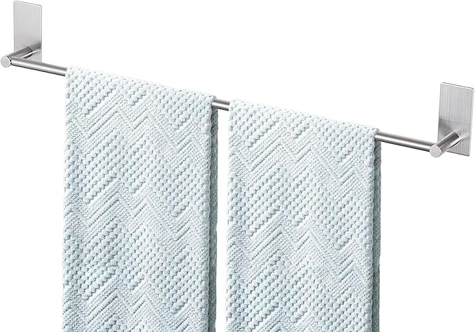 Adhesive Bath Towel Bar 24-inch, No Drill Stick On Towel Rack, Easy Install by Songtec
