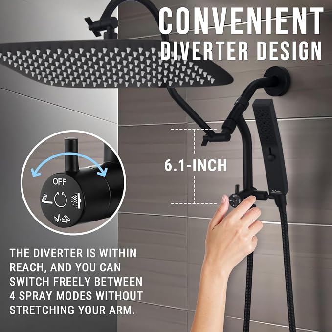 G-Promise 14 Inches Shower faucet Sets Complete, All Metal Rainfall Shower Head - Image 4