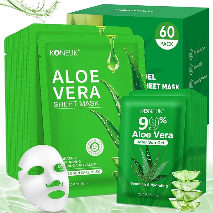 30 Pack Aloe Vera Gel and 30 Pack Face Masks Skincare, Aloe Vera Gel and Facial by Unknown