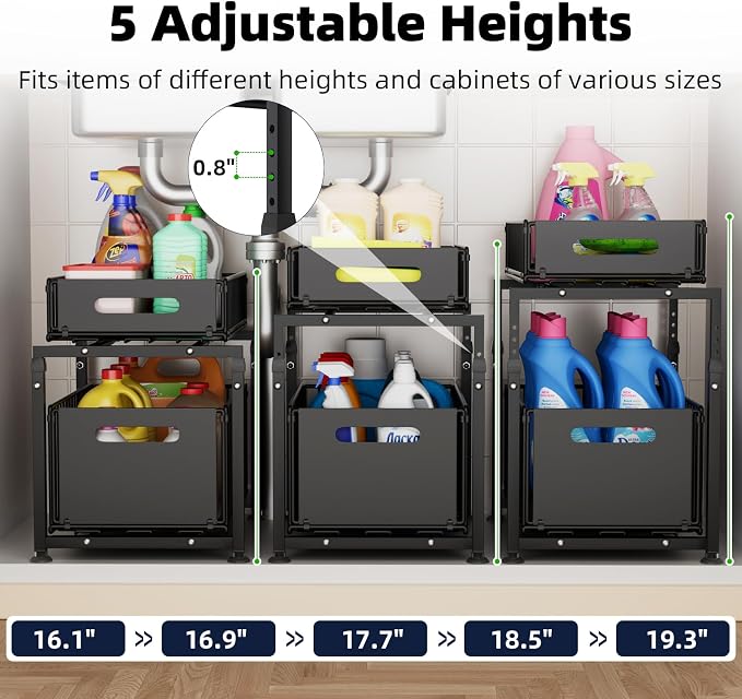 MIKEE Under Sink Organizer, 2 Tier Under Sink Organizers and Storage, Bathroom - Image 7