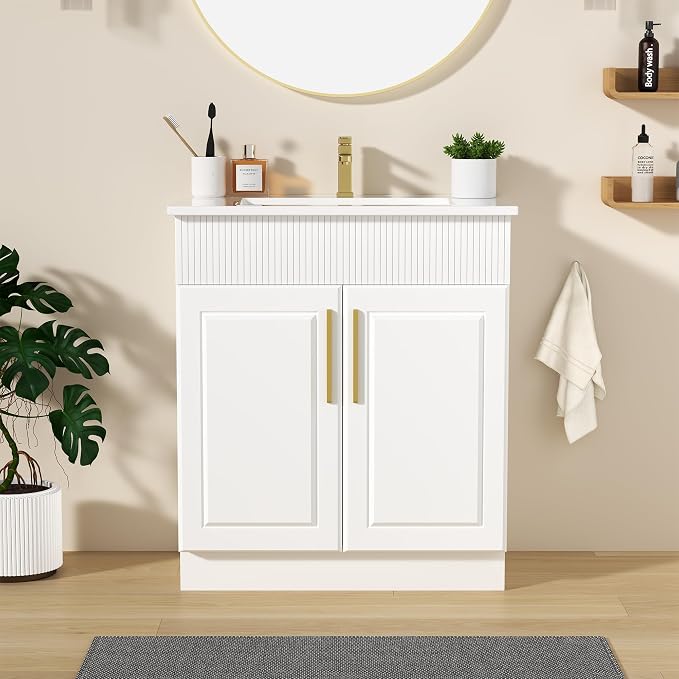 30" Bathroom Vanity with Sink, Freestanding Bathroom Vanity with Integrated by BUPWHEK