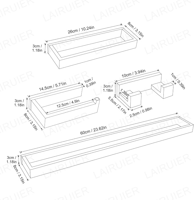 Lairuier Bath Towel Bar Set, Polished Chrome 4-Piece Bathroom Hardware Set - Image 6