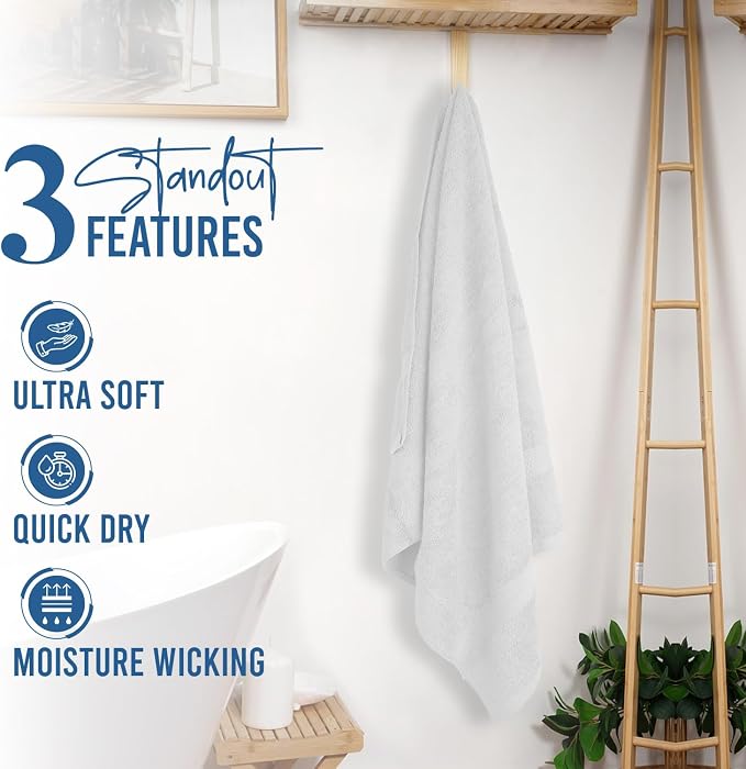 RIVERSIDE 100% Ring Spun Cotton Large Bath Towels Set of 4, 27 x 54 Inches – - Image 7