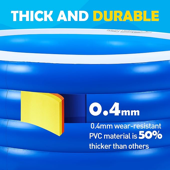 Biange Blow Up Pool, Kids Pool Inflatable, Kiddie Baby Swimming Pool - Image 2