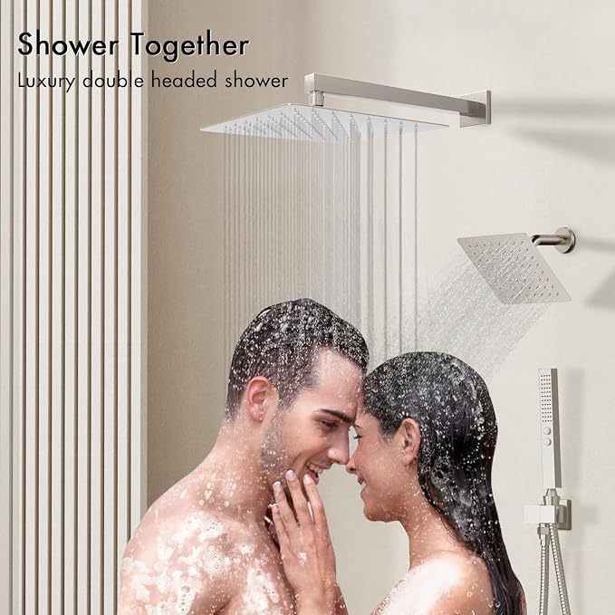 Thermostatic Shower System Wall Mounted, 12 inch Dual Shower Faucet Set - Image 3