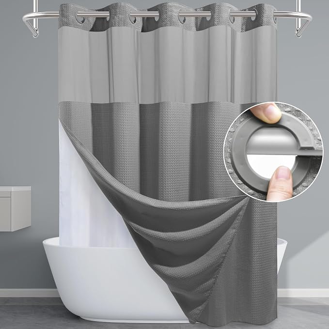 Grey Shower Curtain and Liner Set by EUTXL