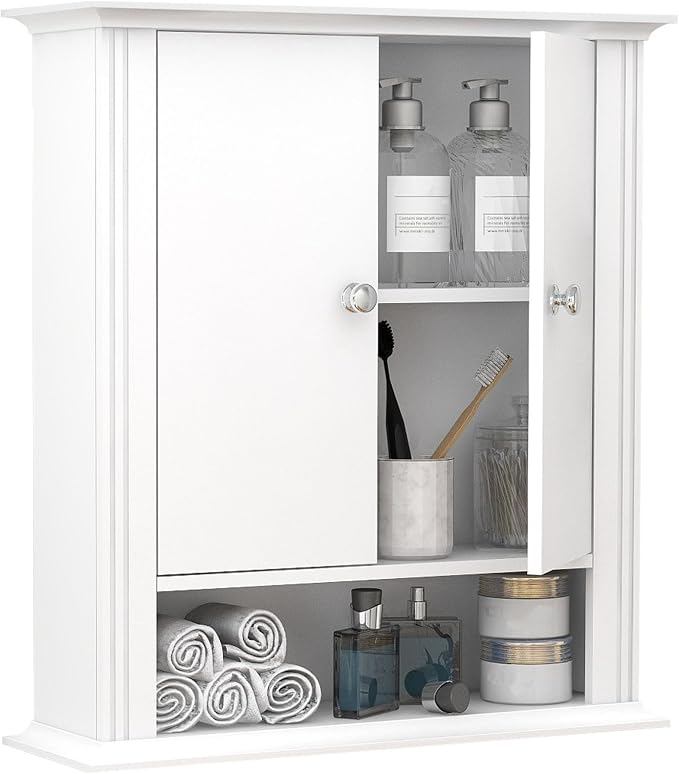White Wall Cabinet, Over The Toilet Storage Cabinet, Bathroom Cabinet Wall Mount by UYIHOME