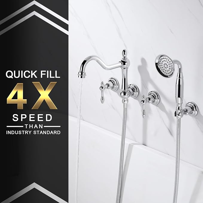 SUMERAIN Vintage Wall Mounted Bathtub Faucet - Image 3