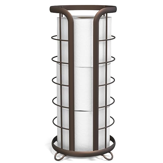 BROOKSTONE, Bronze Toilet Paper Holder, Freestanding Bathroom Tissue Organizer by Brookstone