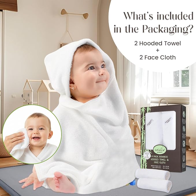 Bamboo Hooded Baby Towel with Face Cloth – 2 Hooded Towels & 2 Washcloths – - Image 7