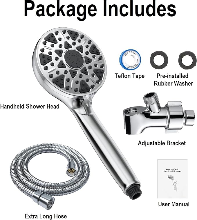 Shower Head With Handheld 7 Settings High Pressure, Built-in Power Wash to - Image 7