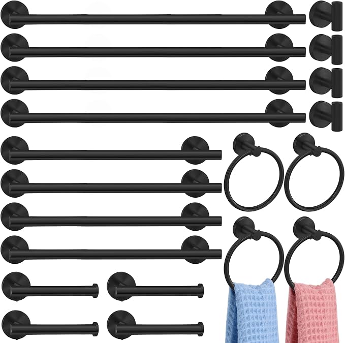 Gisafai 20 Pcs Bathroom Hardware Set, 23.6 Inch Brushed Towel Bar Ring Toilet by Gisafai