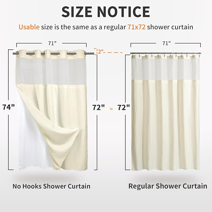 River Dream Heavyweight No Hooks Required Dotted Waffle Weave Shower Curtain - - Image 4