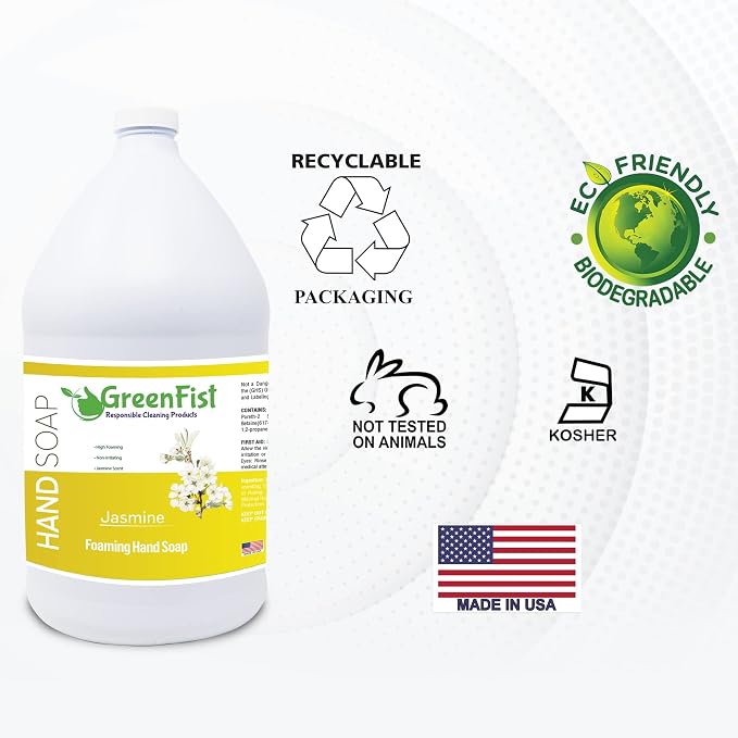 GreenFist Foaming Hand Soap Refills Jasmine Scent Jug Foam Refill Made in USA - Image 4