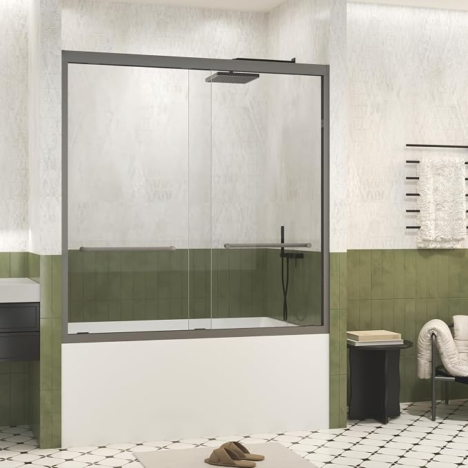 Shower Doors Glass Sliding, Semi-Frameless, 1/4" Inch Sgcc Tempered Glass - Image 2