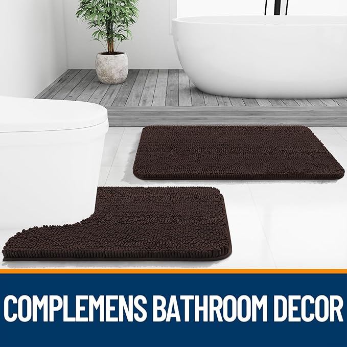 OLANLY Bathroom Rugs 34x21, Extra Soft Absorbent Chenille Bath Rugs, Rubber - Image 7