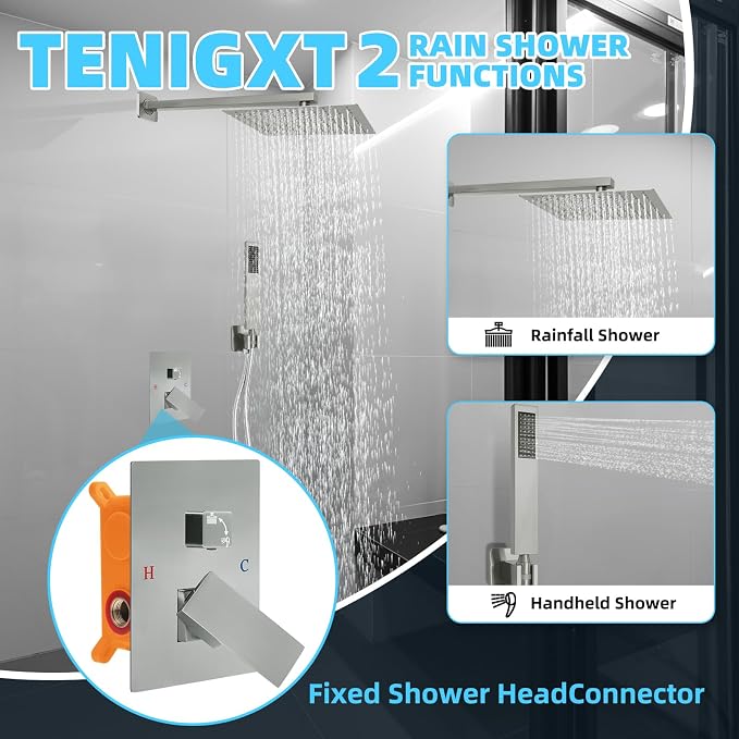 Bathroom Shower Faucet Set，12 Inch Rain Shower Head - Image 2