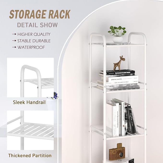 JSB 3 Tier Narrow Bathroom Shelving Unit, Kitchen Storage Rack Organizer Metal - Image 3