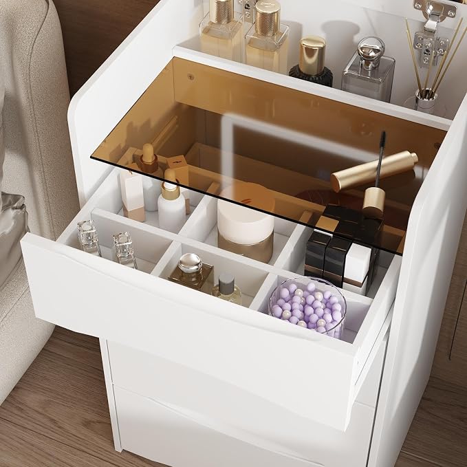FUFU&GAGA Vanity Desk with Flip Top Mirror and Lights, Small Makeup Vanity Set - Image 5