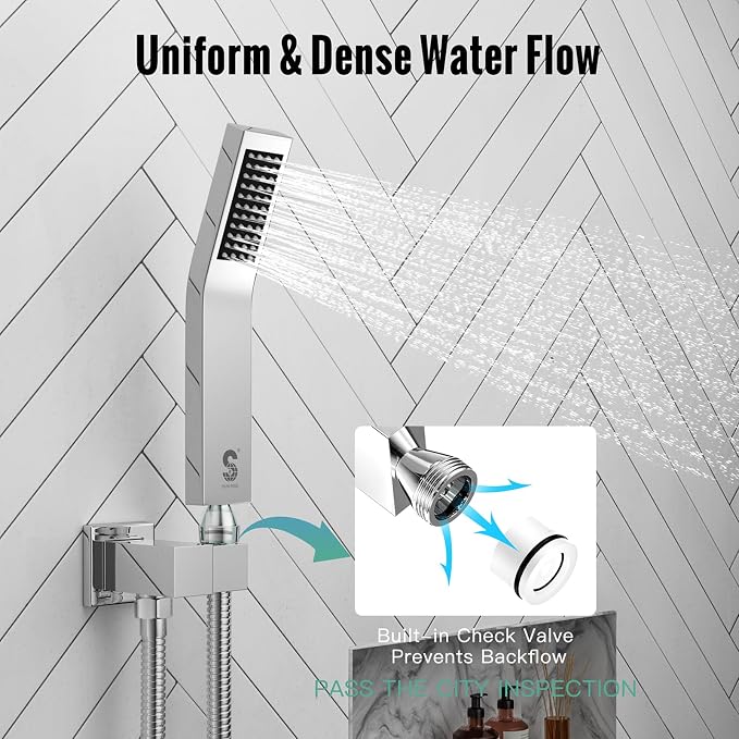 SR SUN RISE 16 Inches Polished Chrome Shower Faucet System Bathroom Luxury Rain - Image 5