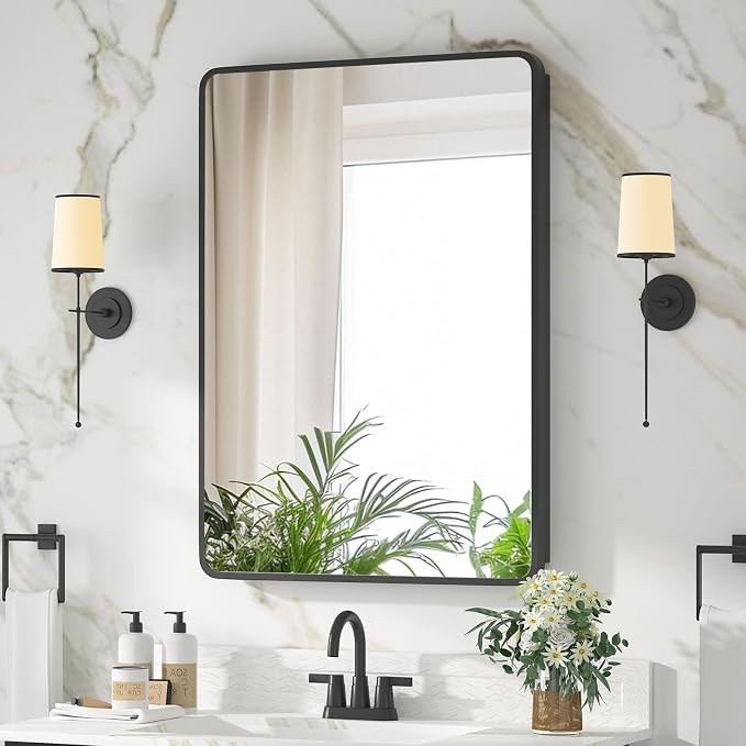 Medicine Cabinet 20 x 28 Inch, Metal Beveled Mirror, Adjustable Shelves - Image 9