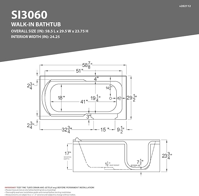 ANZZI Wide Opening Door Left Drain Step-In Walk-In Whirlpool Tub - Image 2