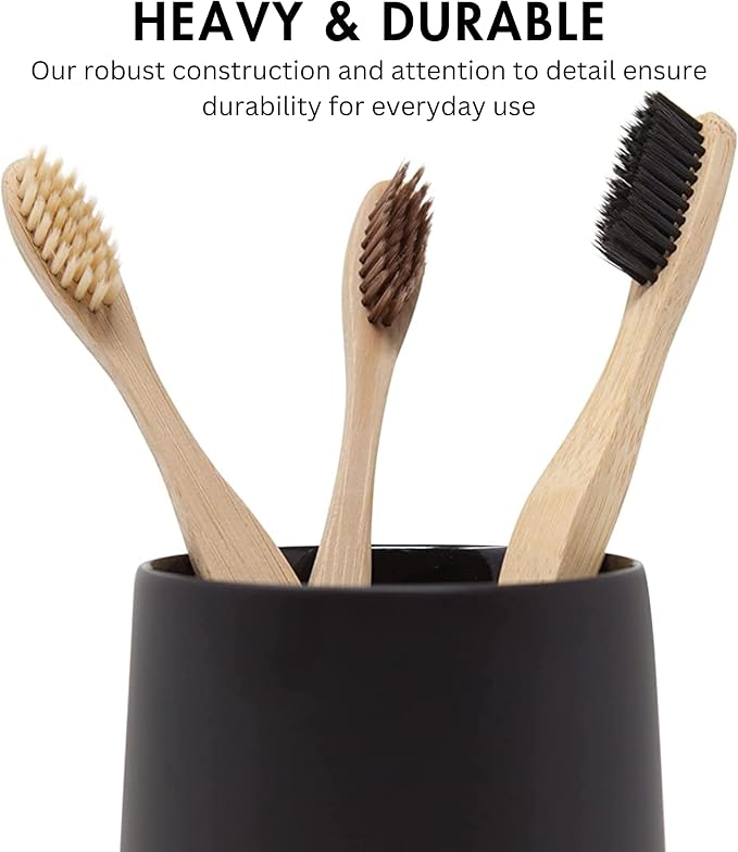 Matte Black Toothbrush and Toothpaste Holder and Cup - Image 3