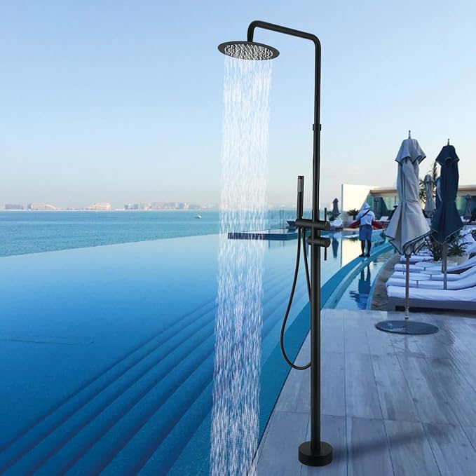 RBROHANT Freestanding Outdoor Shower Black, Height Adjustable Outside Showers by RBROHANT