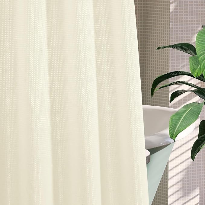 MitoVilla No Hooks Needed Extra Long Shower Curtain Liner Set, Ivory 86 inch XL - Image 5