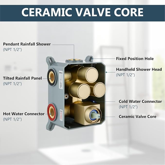 Aolemi Shower Faucet Set Ceiling Mount Shower System Rough-in Valve and Shower - Image 7