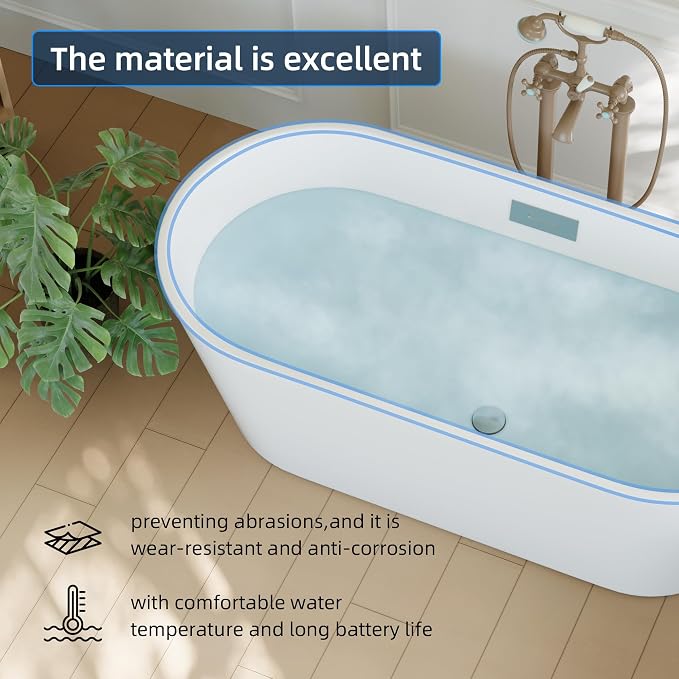 67'' Acrylic Freestanding Bathtub, Modern Soaking Tub, Deep Upright Bath - Image 2