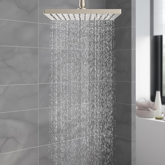 Hibbent Thickness Metal Rain Shower Head, Square Bathroom Waterfall Shower Heads - Image 8