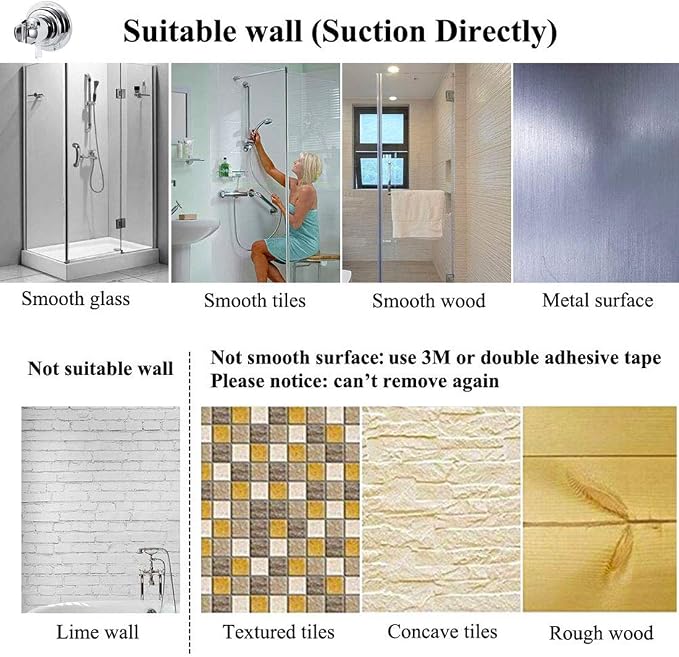 JiePai Vacuum Suction Cup Shower Head Holder, Adhesive Suction Handheld Shower - Image 7